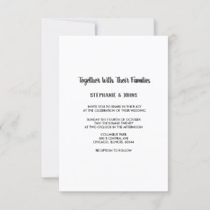 Budget Minimalist Black White Modern Wedding Invitation