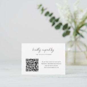 Budget Minimalist Black White Script RSVP QR Code  Card
