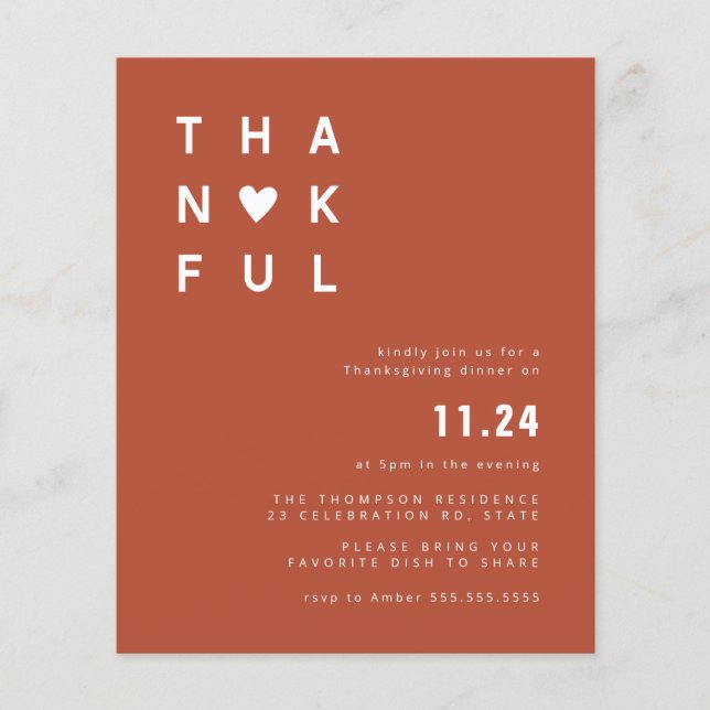 Budget Minimalist Black White Thanksgiving Dinner  (Front)