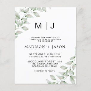 BUDGET Minimalist Bold Greenery Monogram Wedding