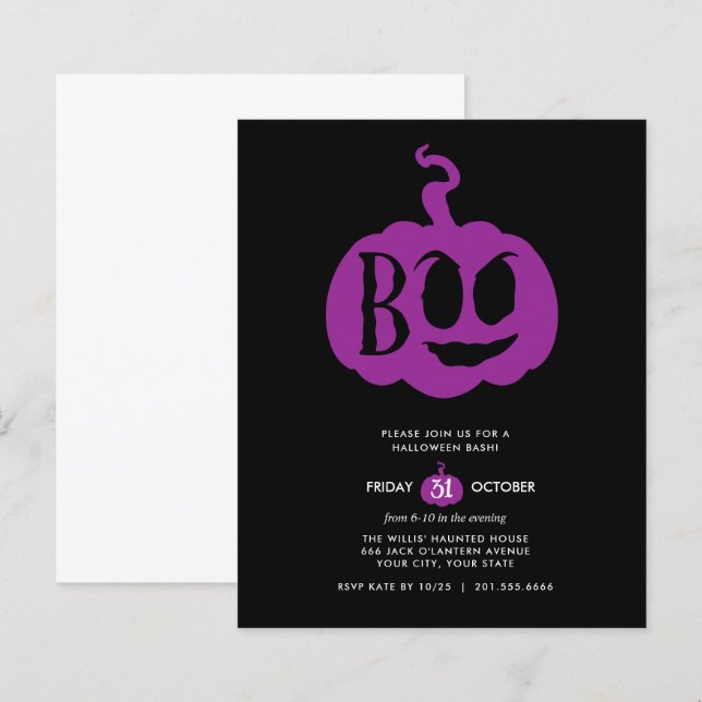 BUDGET Minimalist BOO Halloween Bash Party (Front/Back)