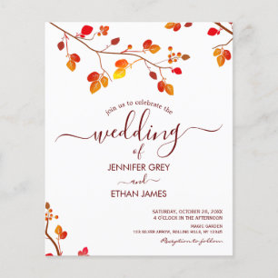 Budget Minimalist Calligraphy Fall Wedding Invite