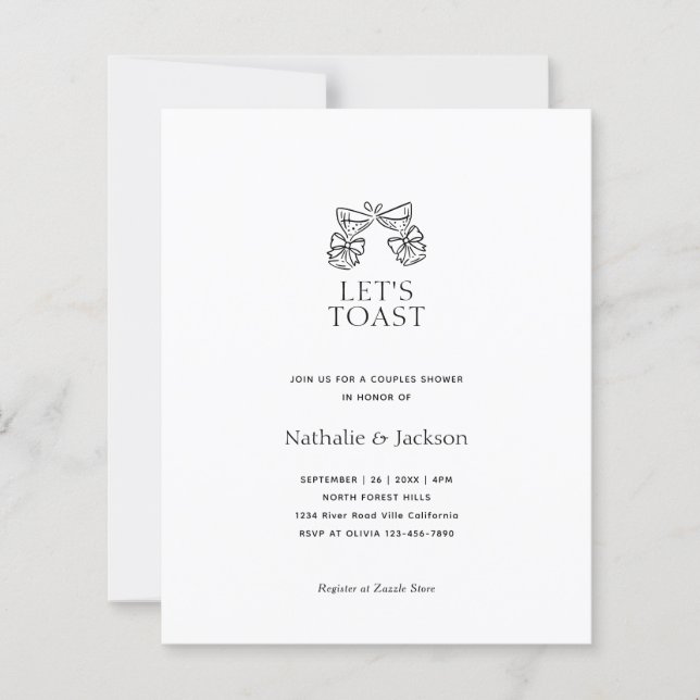 BUDGET Minimalist Champagne Couple Shower Bridal (Front)