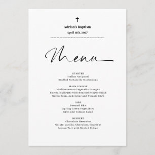 Budget Minimalist Elegant Baptism Menu