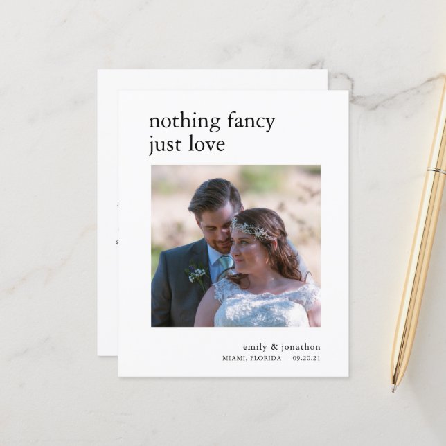 Budget Minimalist Elopement Photo Announcement (Front/Back In Situ)
