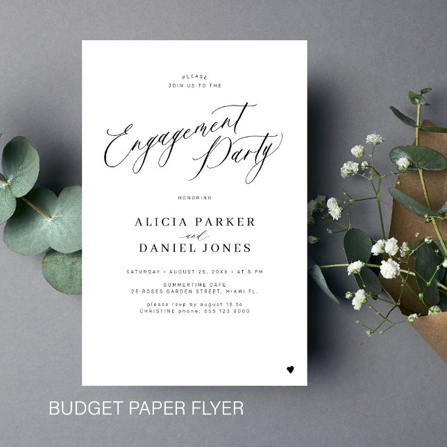 Budget minimalist engagement party invitation flyer (Creator Uploaded)