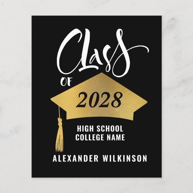 BUDGET Minimalist Grad Cap Grad Party Invitation Flyer (Front)