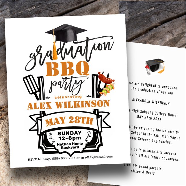 BUDGET Minimalist Graduation BBQ Party Invitation Flyer (Creator Uploaded)