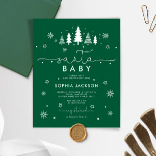 Budget Minimalist Green Santa Baby invitation