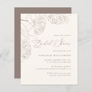 Budget Minimalist Hand-drawn Peonies Bridal Shower