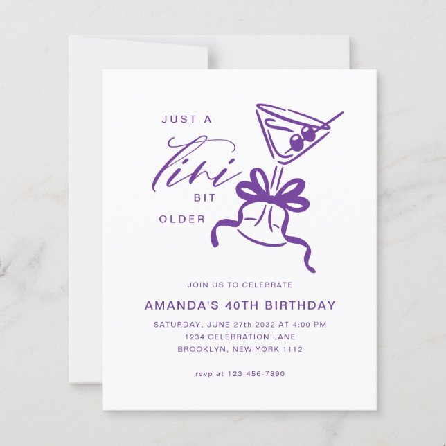 BUDGET Minimalist Martini Violet Birthday  (Front)