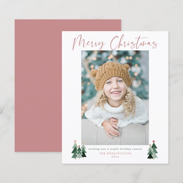 Budget Minimalist Modern Christmas Photo Holiday (Front/Back)