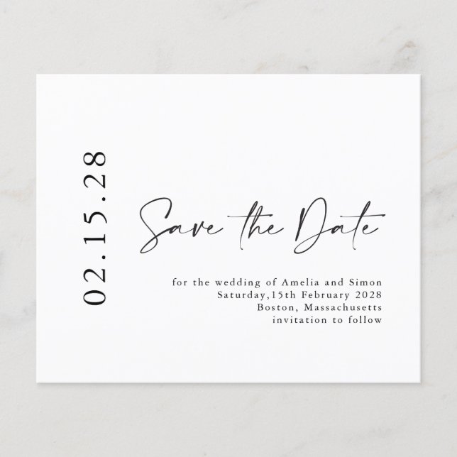Budget Minimalist Modern Script Save the Date (Front)