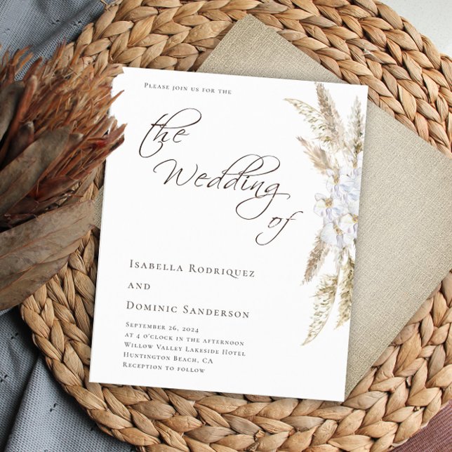 Budget Minimalist Pampas Grass Wedding Invitation (Creator Uploaded)
