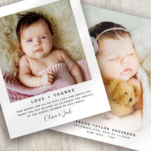 Budget Minimalist Photo Baby Thank You Card