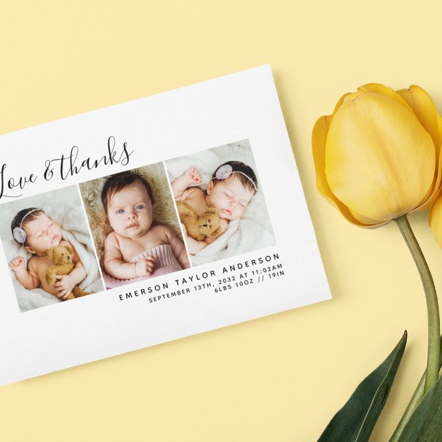 Budget Minimalist Photo Baby Thank You Card (Creator Uploaded)