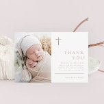 Budget Minimalist Photo Baptism Thank You Card<br><div class="desc">Budget Modern Minimalist Gold Cross Baptism Thank You card with simple typography and photo. Click the edit button to customize this design with your details.</div>