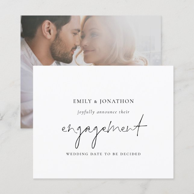 Budget Minimalist Photo Engagement Announcement (Front/Back)