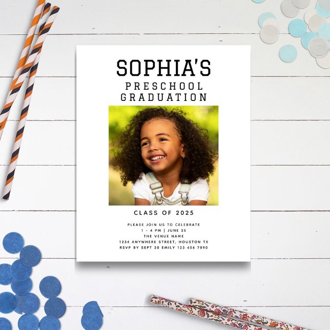 BUDGET Minimalist Photo Preschool Graduation  (front view)