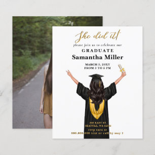 Budget Minimalist Photo She Did It Graduation