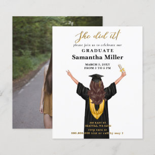 Budget Minimalist Photo She Did It Graduation