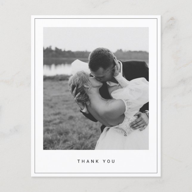 Budget Minimalist Photo Square Thank You Card (Front)