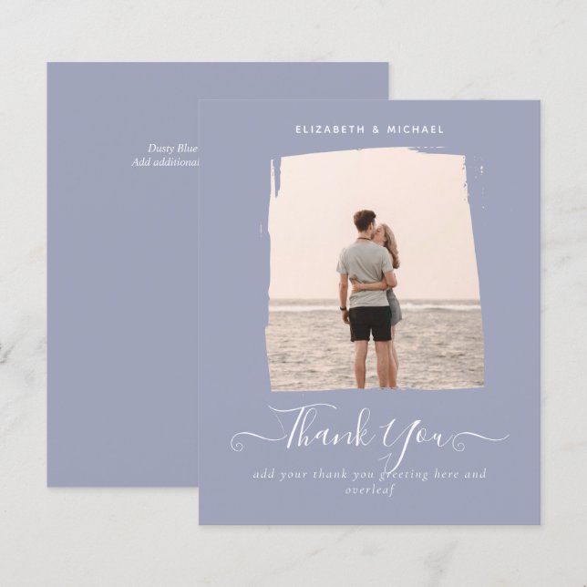 BUDGET Minimalist PHOTO THANK YOU  Dusty Blue (Front/Back)