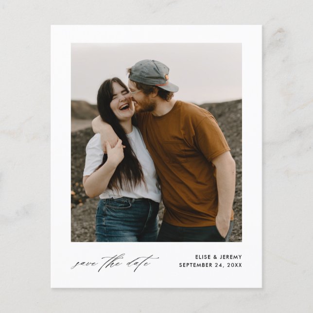Budget Minimalist Photo Wedding Save the Date Flyer (Front)