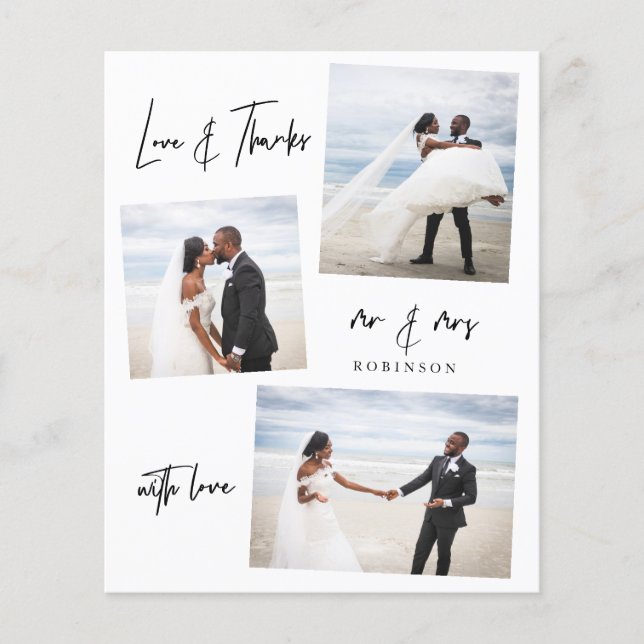 Budget Minimalist Photo Wedding Thank You Card (Front)