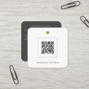 Budget Minimalist QR Code Grey Wedding Invitation