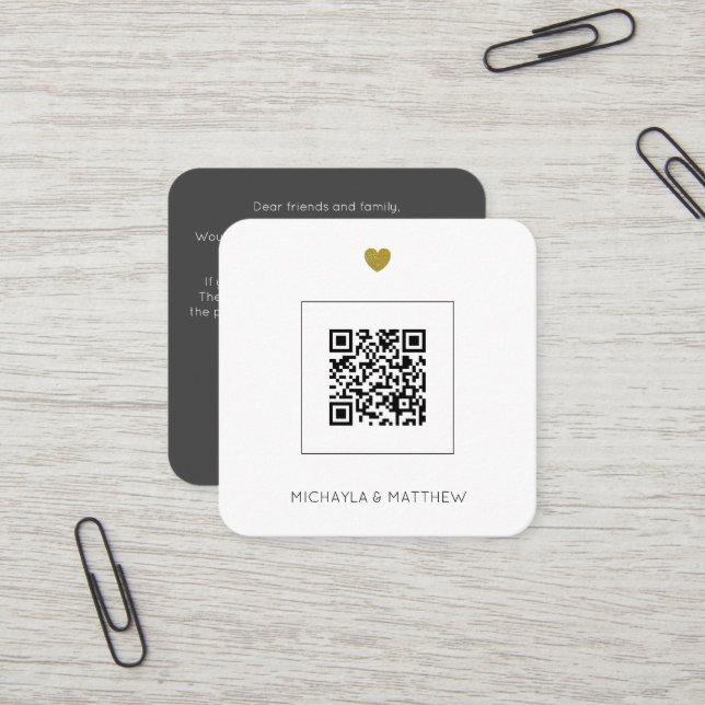 Budget Minimalist QR Code Grey Wedding Invitation (Front/Back In Situ)