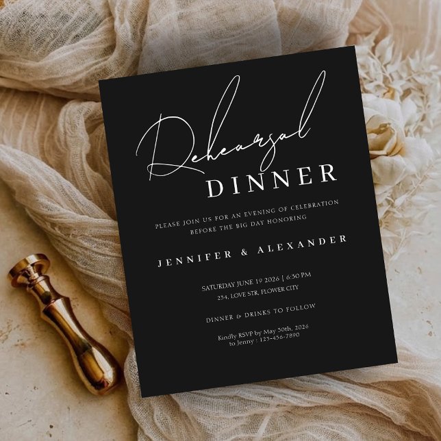 Budget Minimalist Rehearsal Dinner Invitation (Budget Minimalist Rehearsal Dinner Invitation)