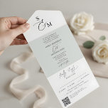 Budget Minimalist Script Elegant QR Code Wedding All In One Invitation<br><div class="desc">Introducing our budget-friendly all-in-one wedding invitation, designed to impress without the high cost. The top fold features the couple’s monogram with an ampersand in delicate calligraphy, adding a personal touch. The centre fold showcases the main text, written in a formal style that combines serif font with fancy script, exuding elegance....</div>