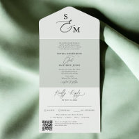 Budget Minimalist Script Elegant QR Code Wedding