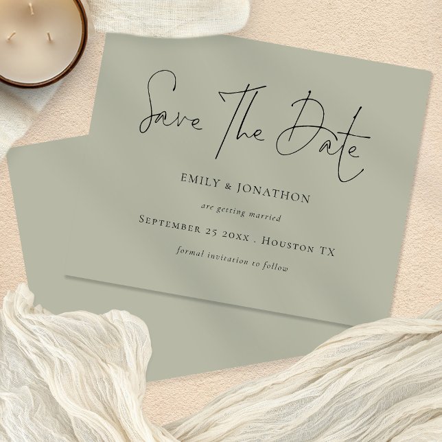 Budget Minimalist Script Pale Sage Save The Date (Creator Uploaded)
