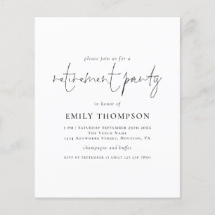 Budget Minimalist Script Retirement Party Invite