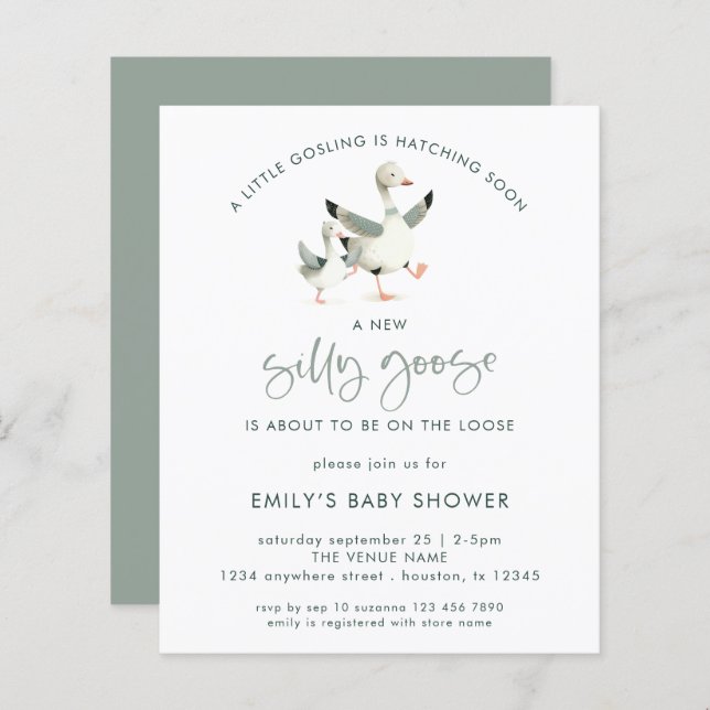 Budget Minimalist Silly Goose Baby Shower (Front/Back)