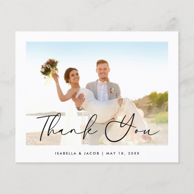 Budget Minimalist Simple Wedding Photo Thank You Flyer (Front)