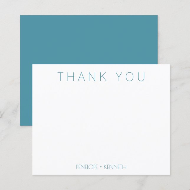 Budget Minimalist Teal Wedding Custom Thank You  (Front/Back)