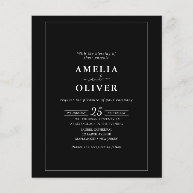 Budget Minimalist Wedding Invitation Flyer (Front)