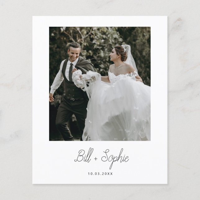 Budget Minimalist Wedding Photo Thank You Card (Front)