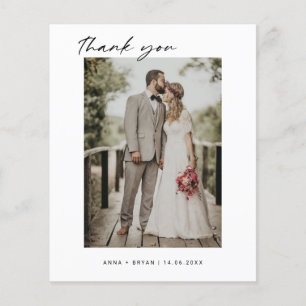 Budget Minimalist Wedding Photo Thank You Card