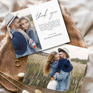 Budget Minimalist Wedding Photo Thank You Card