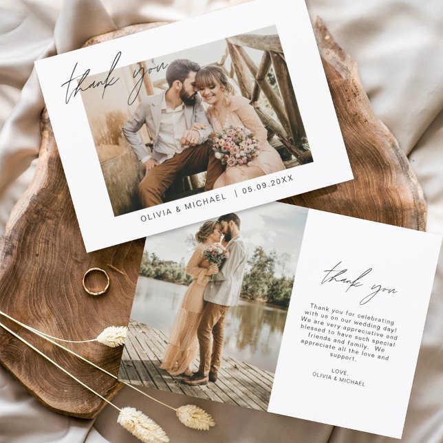 Budget Minimalist Wedding Photo Thank You Card (Creator Uploaded)