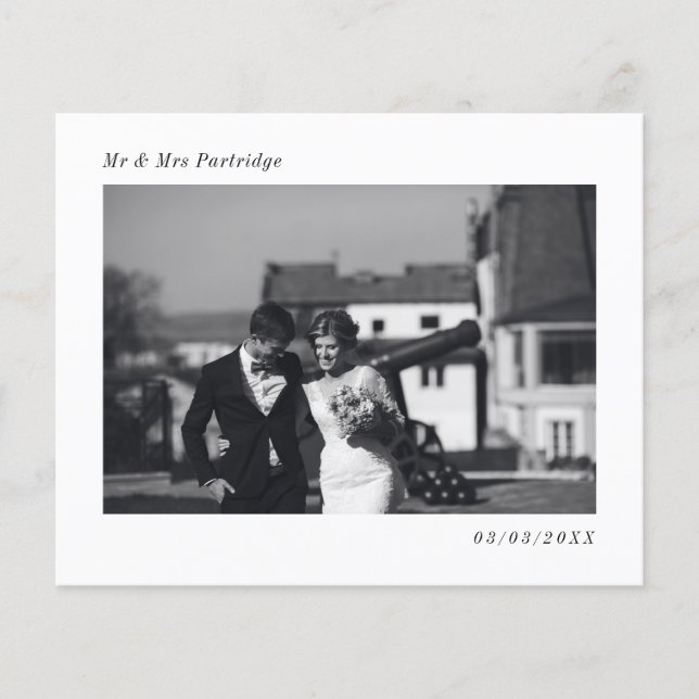 Budget Minimalist Wedding Photo Thank You Card (Front)