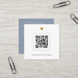 Budget Minimaliste QR Code bleu Faire-part de mari