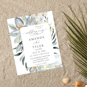 Budget Mint Greenery & White Floral Wedding Flyer