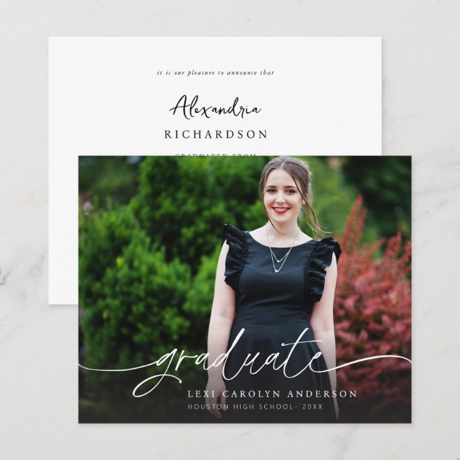 Budget MOD Photo & Calli 4 Graduation Announcement (Front/Back)