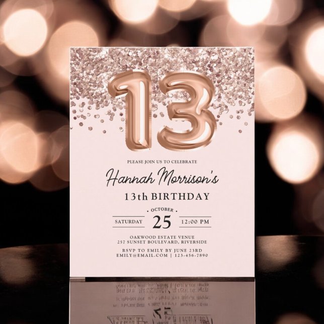 Budget Modern 13th Birthday Rose Gold Party  Flyer (Creator Uploaded)