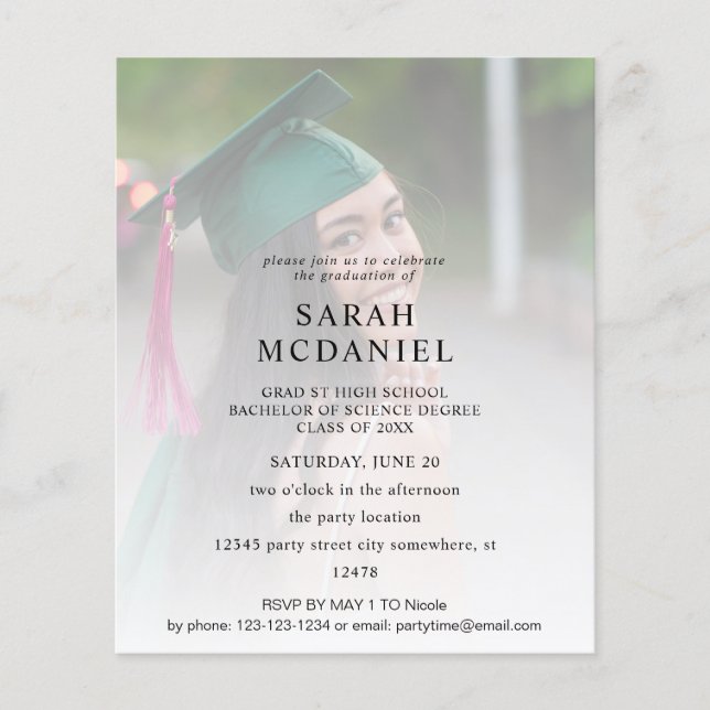 Budget Modern 2 Photo Fade Graduation Party Flyer (Front)